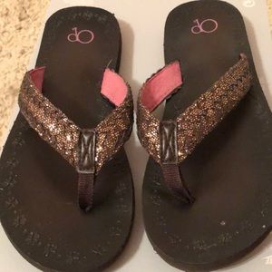 Brown/ Pink flip flops